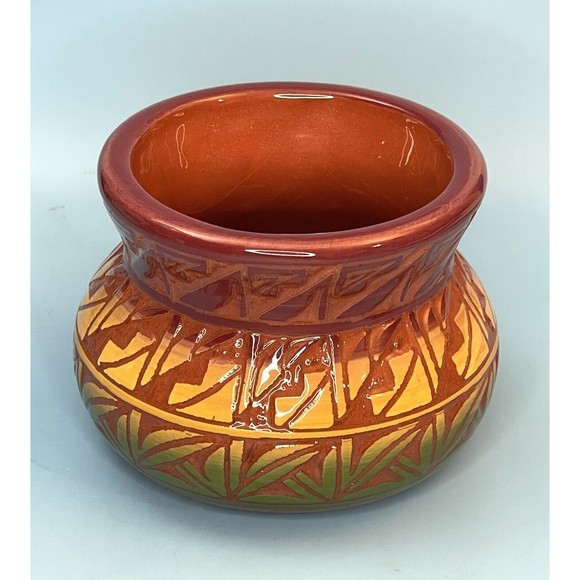 Red Earth Pottery Bud Bowl Mesa Verde Cortez Co Native American Made Signed - Picture 1 of 10